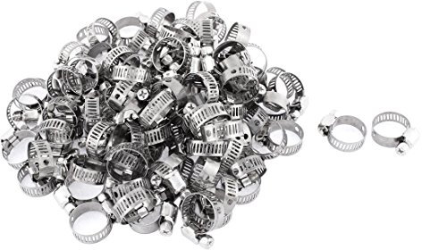 sourcing map 100pcs Collier de Serrage Tuyau Pince Clip Serre Joint 12–20 mm câble Raccord Tuyau d'arrosage flexible