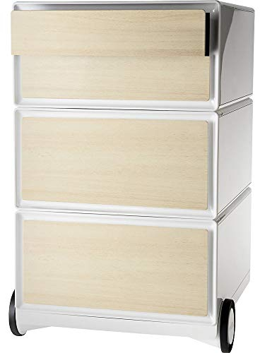 Paperflow EasyBox Vier Schublade Mobiler Sockel Modern White/Beech