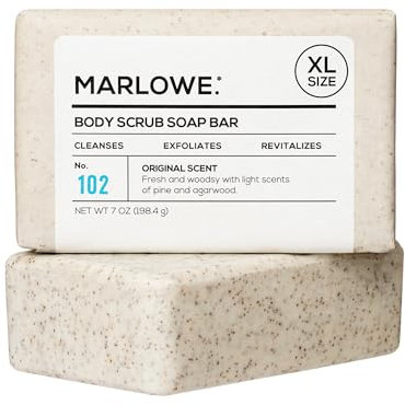 MARLOWE. No. 102 Men's Body Scrub Soap 7 oz | Best Exfoliating Bar for Men | Made with Natural Ingredients | Green Tea Extract | Amazing Scent