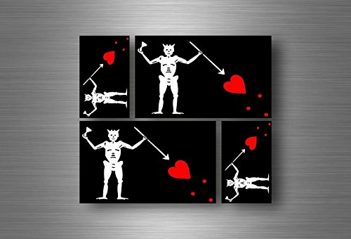 Akacha 4X Aufkleber Sticker Fahne Flagge Pirat Piraten Totenkopf Skull Jack Rackham r7