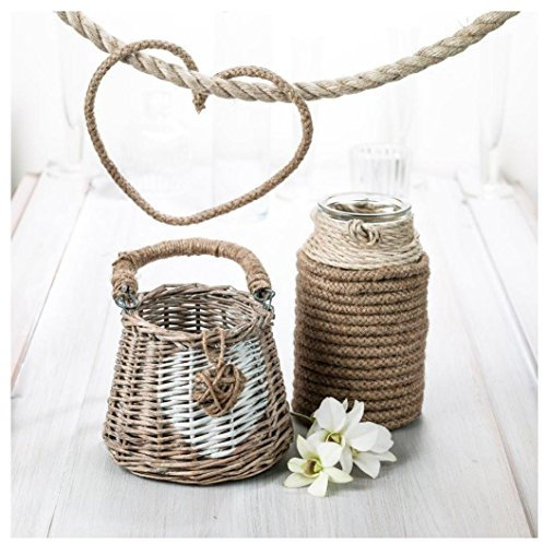 levandeo Glasbild 30 x 30 cm Wandbild Glas Wanddeko Shabby Chic Herz Kordel Landhausstil Vintage