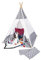 Pinolino Zelt Tipi Jakara, aus Stoff und Holz, mit Fenster, Bodenmatte und Aufbewahrungsbeutel, für Kinder ab 3 J, Stoff mit Sternchen Muster, 1 Stück (1er Pack)