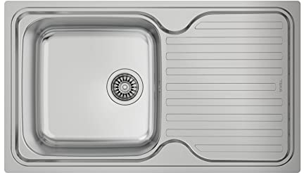 Teka Classic 1C 1E - Fregadero de 50 cm, Encastrado y Reversible, 1 Cubeta y Escurridor, Chapa de Gran Espesor, Insonorización y Clips de Instalación, Color Acero Inoxidable