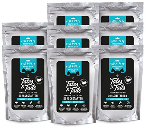 Tales & Tails® - Nassfutter für Hunde aus 100% isländischem Dorsch | Getreidefreies Hundefutter, Natürlich, Nährstoffreich, Zuckerfrei | Hundenassfutter „Dorschstarten“ | 8X 100g