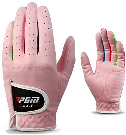 Kofull Gants de Golf Unisexe pour Enfants Paire Main Gauche et Droite Gants en Cuir pour Garçons et Filles(Rose,14)
