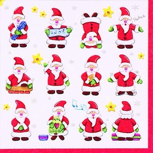 20 Servietten Santas auf Abenteuer | Weihnachtsm?nner | Tischdeko 33x33cm
