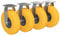 4 x Bockrolle mit PU Rad Ø 260 mm 3.00-4 Kugellager Transportrolle PANNENSICHER, gelb/grau