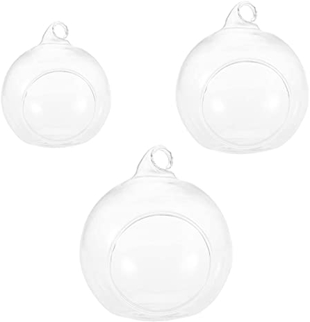 ASSR Teelichthalter aus Glas zum Aufhängen, mit flachem Boden, 3 Größen, rund, transparent, zum Aufhängen, für Teelichte, zum Selbermachen, 9 Stück