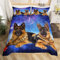 Chien Galaxy Housse de Couette 3D Berger Allemand Imprimé Chien Parure de Lit 200x200cm Chic Bleu Violet Ciel Étoilé pour Garçons Filles Ados Mignon Pet Chiot Animal Parure Housse de Couette Soft