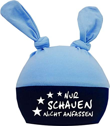 Kleiner Fratz Baby 2-Zipfelmütze Multicolor (hellblau-Navy) (Gr. 2 (KU: 39-53)) Nur schauen Nicht anfassen