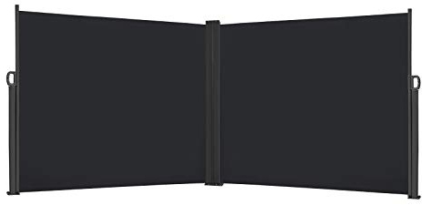 Aufun Toldo lateral extensible 160 x 600 cm, doble protección solar de poliéster, protección contra el viento, para jardín, balcón y terraza, estor lateral con soporte de pared, antracita