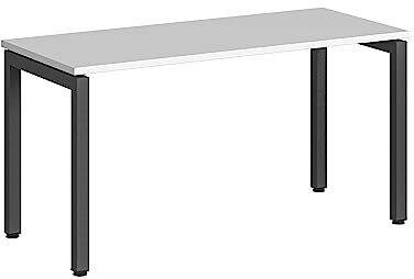 Steelcase Ottima Portico Homeoffice-Schreibtisch in fixer Höhe, Melamin-Tischplatte in der Farbe Snow und Gestell in der Farbe Amsel, einfache Montage (140 x 60 cm)