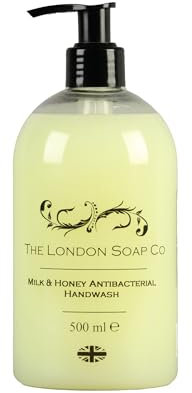 London Soap Milk & Honey Antibacterial Hand Wash, Luxury Scented Liquid Hand Soap - Antibacterial Handwash - Effective Germ-Killing Hand Soap - Soft on Skin, 500ml