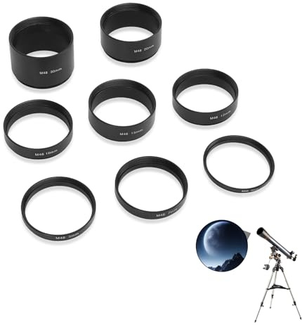 M48 Focal Length Extension Tube M48x0.75 on Both Sides 3 5 7 10 12 15 20 30mm Extending Ring for Astronomical Telescope Photography