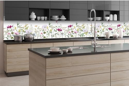 Dimex Küchenrückwand Folie Selbstklebend Blumen-Patchwork 350 x 60 cm | Klebefolie - Dekofolie - Spritzschutz für Küche