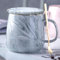 Xfeyaqlo Tasse Marbre, Tasse a Cafe Effet Marbre, Tasse à Café, Tasse de Petit Déjeuner Bord D'or, Personnalité Simple, Convient Aux Cadeaux, Amant, Famille, Ami, Céramique, 400ml (Gris)