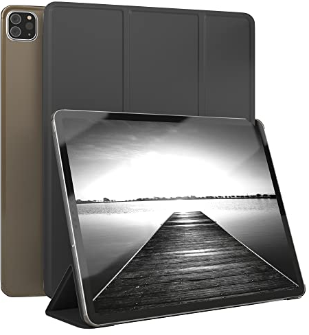EAZY CASE - Coque de Protection Smartcase pour Tablette Apple iPad Pro 12,9 (2018/2020/2021/2022), étui de Type Flip avec Support, Fonction Sleep Wake Up, en Similicuir Noir