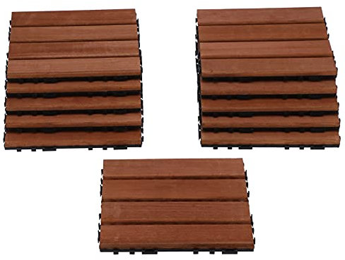 Ineinandergreifende Deckfliesen, 11 Stück, zusammensteckbar, Holzböden, 30,5 x 30,5 cm, Hartholz, Outdoor-Bodenbelag für Terrasse, Klickboden, Terrassenfliesen, wasserdicht, Balkonböden, Holzparkett,