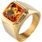 HIJONES Herren Stein Ring Edelstahl Große Quadratische Zirkonia Vintage Statement Ringe Gold Gelb Größe 70