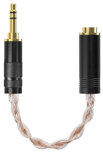 GEEKRIA 3.5mm Stereo Male to 4.4mm Balanced Female Headphones Plug Adapter, 4N OCC Copper and Silverplated Upgrade Conversion Audio Dongle Plug (0.52ft)