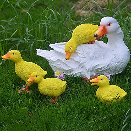 Gans Deko Garten Gans Gartendeko für draußen Figuren Deko Gans Figuren Garten Gans Gartenstecker Tiere Garten Dekoration Figuren für Außen Harz Gartenstatuen Bauernhof Balkon (B 5PCS, One Size)