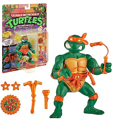 NINJA TURTLES, Figur mit Gelenken, 10 cm, Klassische Sammlerfigur, Michelangelo, Spielzeug für Kinder ab 4 Jahren, Giochi Preziosi, T0001B