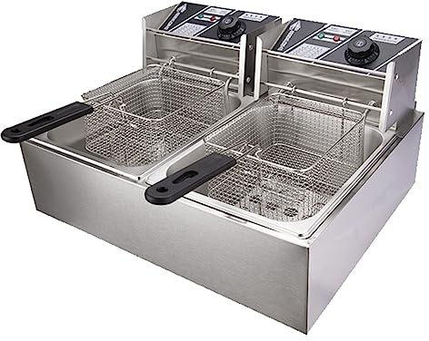 VOLDAX Friggitrice elettrica da 20 L, friggitrice in Acciaio Inossidabile da 2500 W 220 V con Controllo della Temperatura, per Patatine Fritte, Pollo, gamberi e Patatine, friggitrice Facile da Pulire