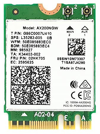WiFi 6 Dual Band Adapter for Intel AX200 | M.2 Interface 802.11ax for PCs | Up to 2.4 Gbps | Bluetooth 5.2 Enabled | Compatible with Most Systems | AX200NGW No vPro (AX200)