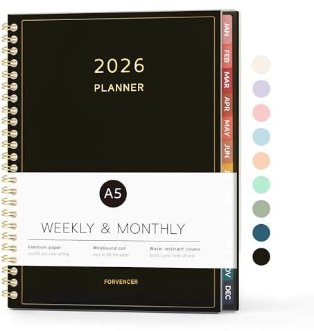 Forvencer Akademischer Planer 2024-2025, Wochen- & Monatsplaner (Juli 2024 - Juni 2025), 15,2 x 21,1 cm, Kalenderplaner mit Registerkarten, Agenda-Buch, Schulplaner für Schüler, Lehrer, flexibler