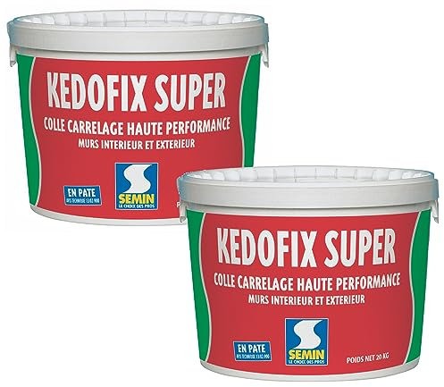 Colle pour Carrelage Haute Performance Kedofix Semin, Prêt à l'emploi, Intérieur/extérieur, seau de 20 kg, Lot de 2