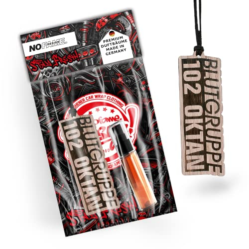NoFame.Design Tuning Duftbaum aus Holz BLUTGRUPPE Einzigartig Perfekt für Autoliebhaber Inkl. 5ml Duftspray Luxus Edle Düfte Tiefgelegt