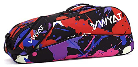 UNISTRENGH Sac de Badminton Tennis Imperméable à l'eau pour 3-6 Raquettes, avec Fermeture éclair, Sac à Dos Sport, pour Hommes Femmes (Rouge)