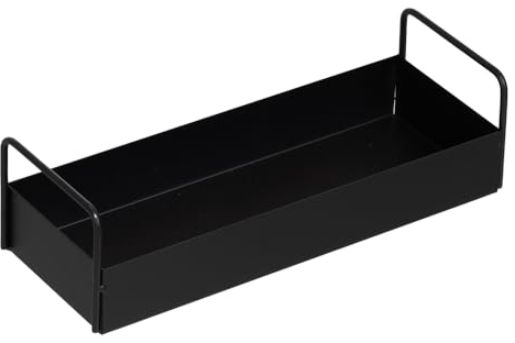 LOLAhome Bandeja Decorativa con Asas Negra de Metal de 33x12x9 cm