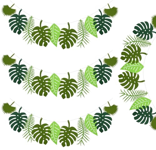 Zfseyuh Girlande Dschungel 4 Stück Tropische Blätter Girlande Wiederverwendbare Dschungel Geburtstag Dekoration für Sommer Dschungel Geburtstag Hawaii Party