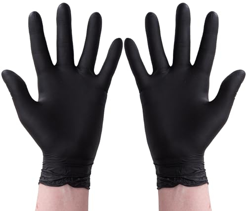 CHEF ROYALE Pack of 1000 Disposable Black Nitrile Gloves - Latex & Powder Free Medical Nitrile Gloves for Multi Use Extra Strong Food Prep Gloves
