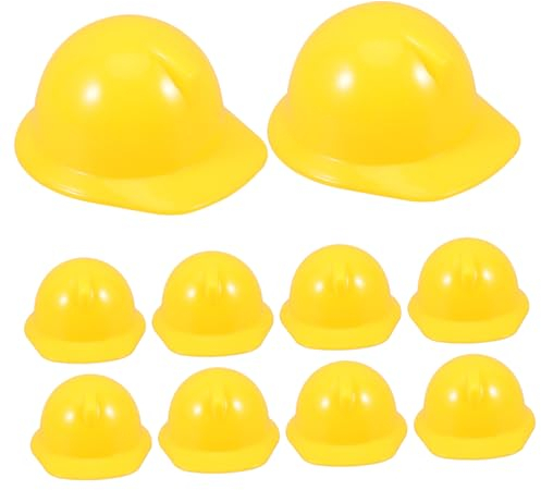 BESTonZON 10 Stück Miniatur bauhut Bauhelm Puppen Hut Kinder Spielzeug Helm Schutzhelm Weinflasche Abdeckung Stopper, Mini-Bauhut Lutscher-Süßigkeitshut Vogelhelm winzig Schutzhelm Safety Helmet