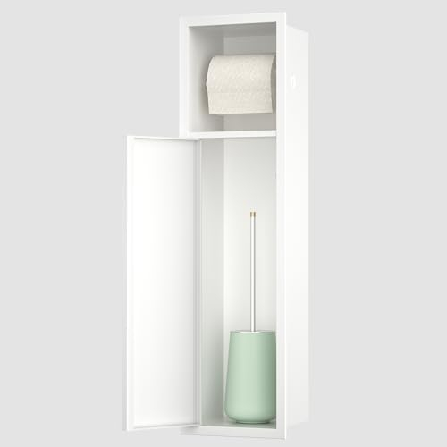 Bernkot Toilettenpapierhalter, übermontierter Toilettenpapierhalter mit Schrank für Badezimmer, 304 Edelstahl, Seidenpapierhalter mit Spender (weiß)