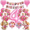 Hund Geburtstag Deko 4 jahre, Dog Geburtstagsdeko Mädchen, Party Luftballon 4, Luftballon Kindergeburtstag 4 jahre, Rosa Ballon Dekoration, Happy Birthday Banner für Dog Kindergeburtstag Party