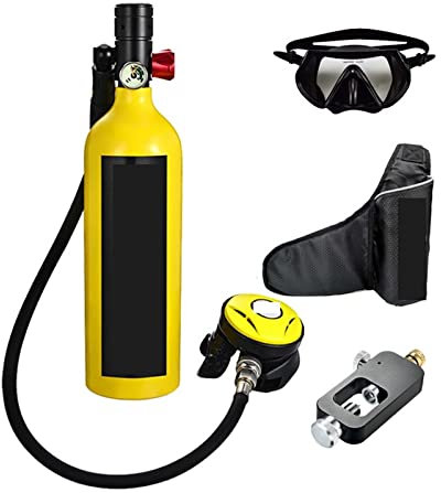 Respirador De Buceo Portátil De Ocio Al Aire Libre Estilo Adulto Equipado Con Cilindro De Oxígeno De 1 L De Capacidad Para buceo bajo el agua(Yellow set B)