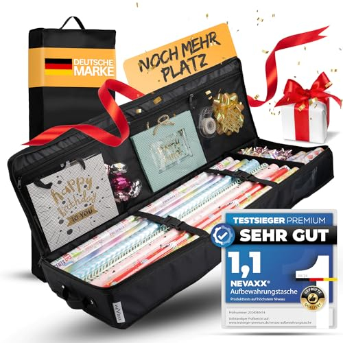 neVaxx® -Aufbewahrungstasche für Geschenkpapier-wasserdichtes 600D Oxford Gewebe-Geschenkpapier aufbewahrung-Geschenkpapierrollen Organizer mit Netzfächern 90x30x12cm