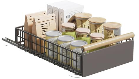 YheenLf 1 Paquete Cajón Telescópico, Cajones Extraíbles para Cocina, Gavetas Deslizantes Para Armarios, Organizador de Cajones con Asa, para Despensa, Baño, Debajo del Fregadero 39.5×23.5×11cm