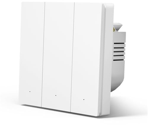MVAVA ZigBee Lichtschalter, Smart Wandschalter Alexa und Google Home Work mit Tuya, 86mm Lichtschalter Unterputz, Wandlichtschalter (Neutrale Leitung Benötigt) 3 Fach 1 Weg Weiß