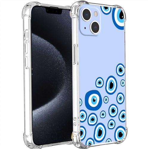 MeieaS Compatible with iPhone 14 Phone case,Blue Devil Evil Eyes Silicone Bumper Shockproof Anti-Scratch Slim Phone Cover Designed for iPhone Cases