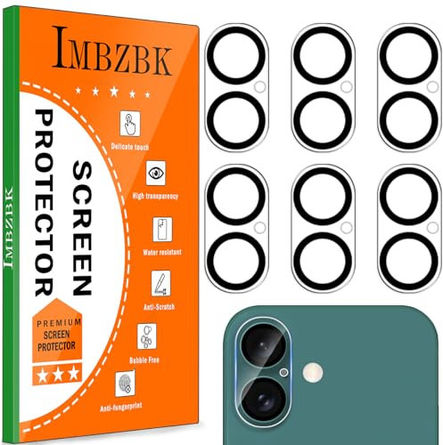 IMBZBK 6 Piezas Protector Camara para iPhone 16 y iPhone 16 Plus Protector de Lente de Cámara Pantalla Cristal Vidrio Templado Accesorios, Funda Amistos