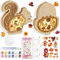 Shinybox Herbstdeko Lampe, 3D Holz LED Dekoration Laterne, 2 Stück DIY Herbst Dekoration mit 8 Herbstlichen Aufklebern + 12 Farben der Farbe, Herbst Holz Ornament für Party Erntedankfest Innen Deko(A)