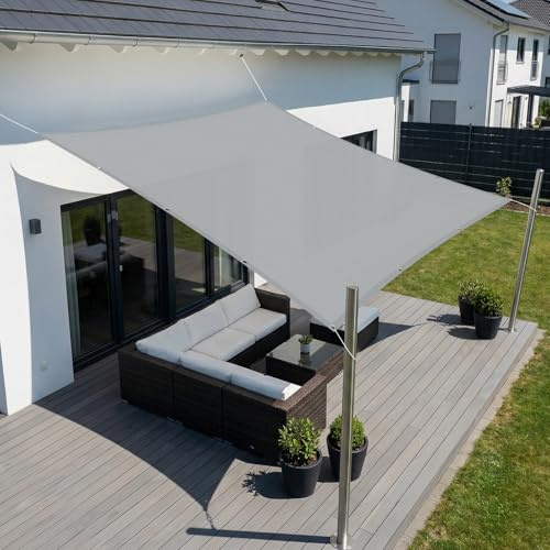 SUNNY GUARD Sonnensegel Wasserdicht 3x4m Rechteckig mit Ösen Segel Sonnenschutz Wetterfest UV Schutz für Balkon, Terrasse, Garten, Hof, Hwllgrau