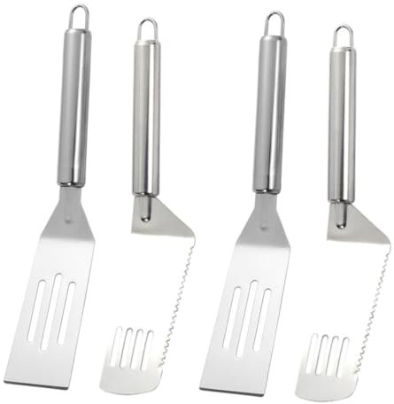 PAMINGONO 4piezas Espátulas Para Pizza y Carne Unidades Acero Inoxidable Mango Ergonómico