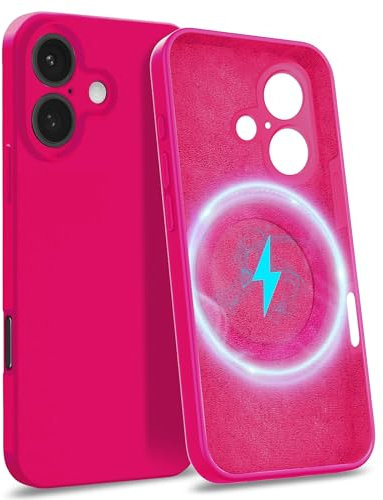 MyGadget Hülle für Apple iPhone 16 [ kompatibel mit MagSafe | 4-Layer-Struktur Schutzhülle ] - Handyhülle mit Kameraschutz - Cover mit Innenfutter - Magenta Pink