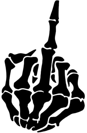 Rakelfix Mittelfinger Skelett Totenkopf Aufkleber Größe/Farbe ANPASSBAR Sticker Autoaufkleber