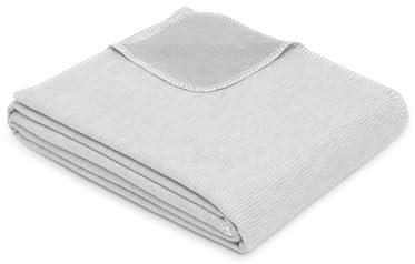 Ibena Lausanne Decke 140x200cm - Bio Baumwolldecke, Made in Germany, kuschelig & weich, Sommerdecke hellgrau